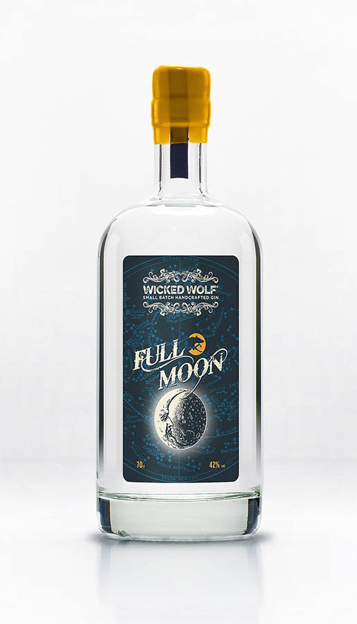 Bottle of Full Moon Gin by Wicked Wolf Gins