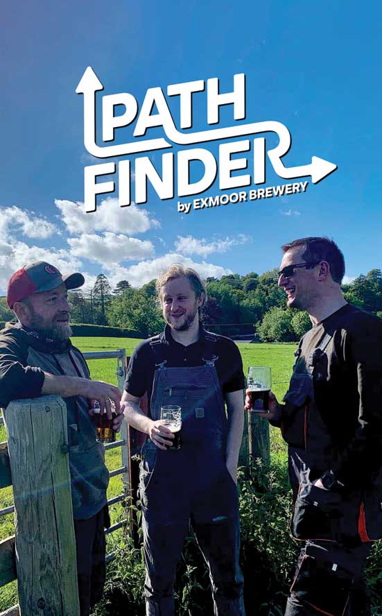 Exmoor brewers leaning on a farm gate with bears in their hands