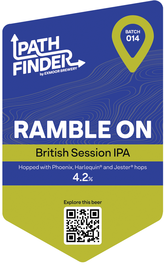 Pump clip for Ramble On, 4.2% craft beer
