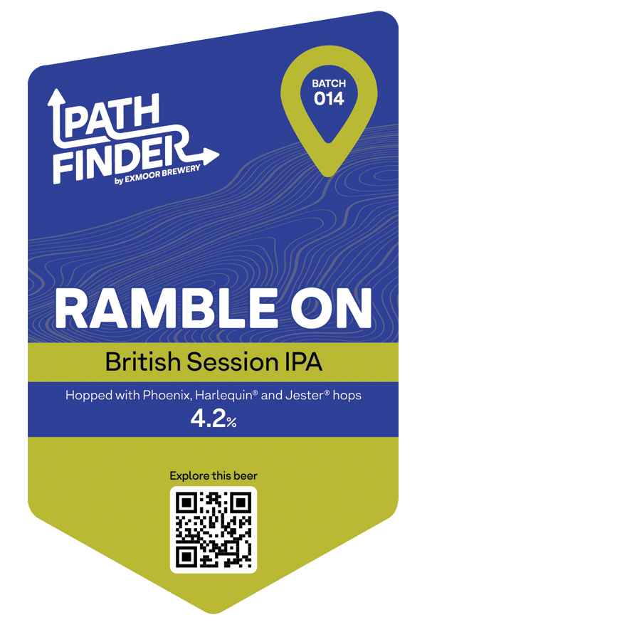 Pump clip for craft beer, Ramble On, 4.2%